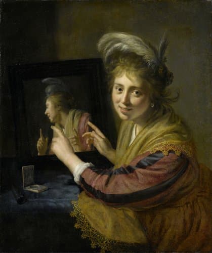 Meisje bij een spiegel