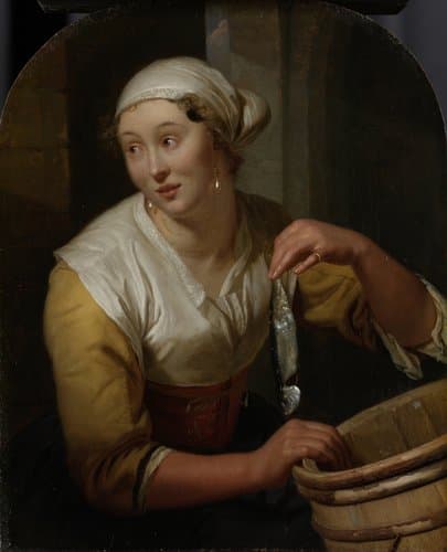 Woman Selling Herrings by Godfried Schalcken