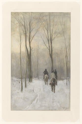 Riders in the Snow in the Haagse Bos by Anton Mauve