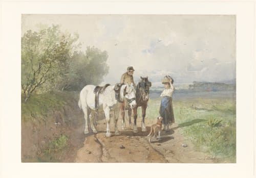 Praatje op een landweg by Anton Mauve