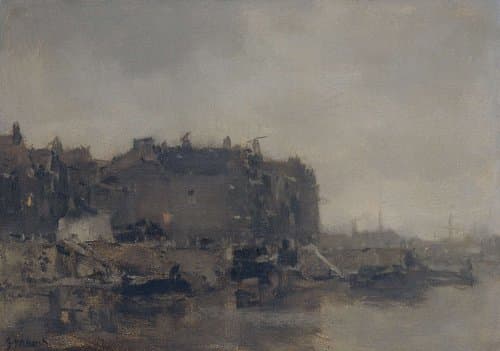 Houses on the Prins Hendrikkade by Jacob Maris
