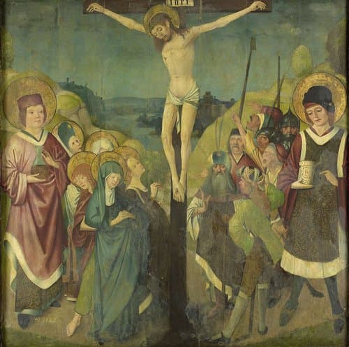 Crucifixion with Saints Cosmas and Damian by anonymous