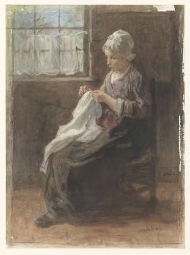 Het naaistertje by Jozef Israëls