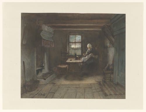 Boerenbinnenhuis by Jozef Israëls