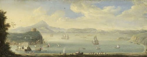Gezicht op de Golf van Napels by Caspar van Wittel