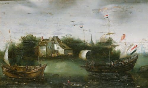 Een zeeschip vaart een binnenwater op by anonymous