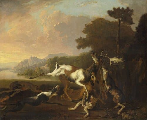 De hertenjacht by Abraham Daniëlsz. Hondius