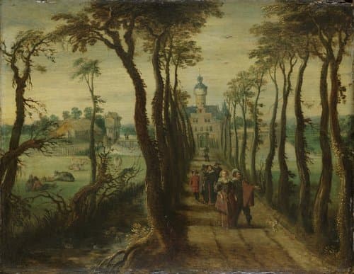 Elegant Company on a Causeway Leading towards a Country-House by anonymous