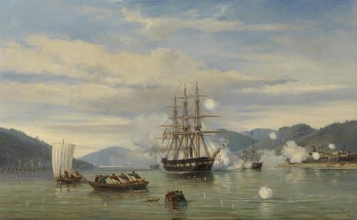 HMS 'Medusa' Forcing the Passage through Shimonoseki Strait between Kyushu and Honshu, September 1864