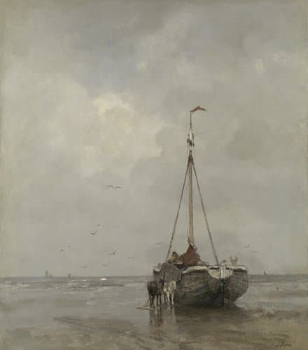 Bluff-bowed Fishing Boat on the Beach at Scheveningen by Jacob Maris