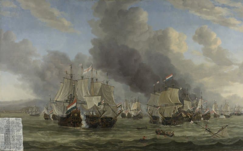 De zeeslag bij Livorno, 14 maart 1653 by Reinier Nooms