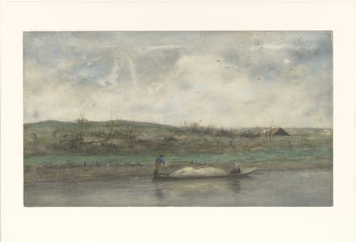 Zandschuit in vaart door glooiend landschap by Jozef Neuhuys