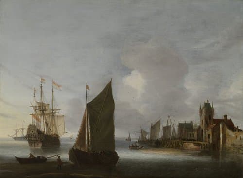 Ships near Zierikzee with the Zuidhavenpoort in the Background by Hendrick van Anthonissen