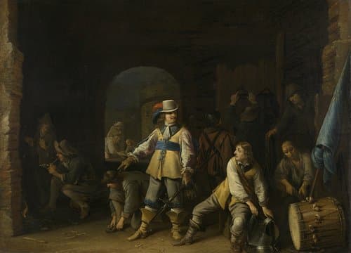 Wachtlokaal met soldaten