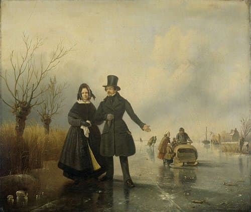 Portrait of Mr and Mrs Thijssen on the Ice by Jacobus Sörensen