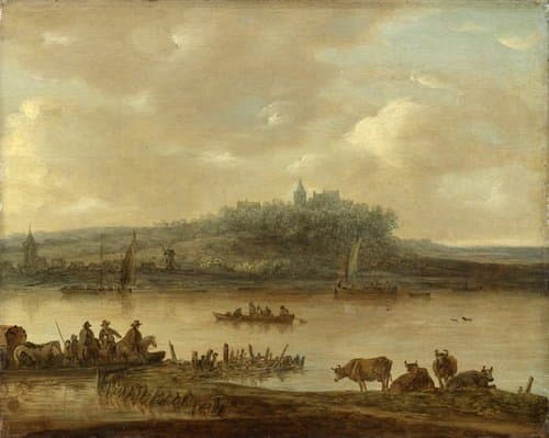 Gezicht op de Rijn en de Elterberg by Jan van Goyen