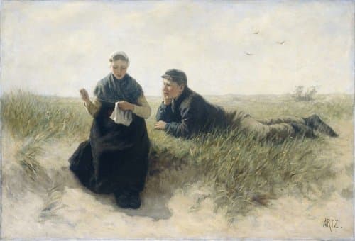 Jongen en meisje in het duin by David Adolph Constant Artz