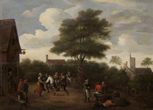 Peasants Dancing Outside the Crescent Tavern by David Teniers (II)