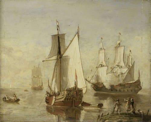 Speeljacht (Pleasure Yacht) and Warship by anonymous