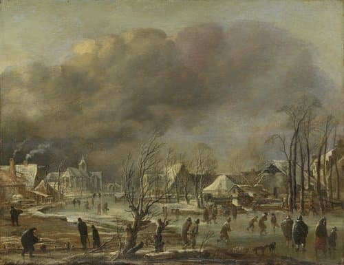 Winter Landscape with Church and Farmhouses by Aert van der Neer