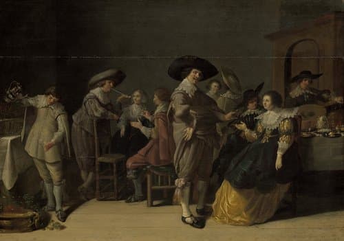 Voornaam gezelschap in een kamer