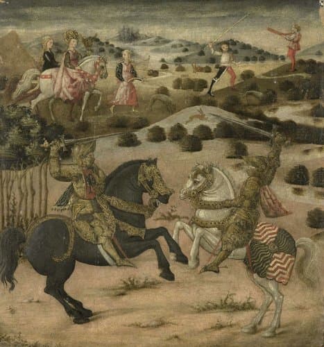 Legend of a Knight (end panel of a cassone) by anonymous