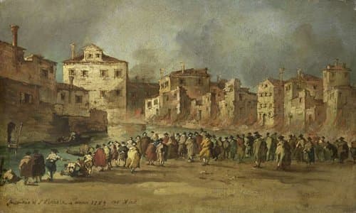 De brand in de wijk van San Marcuola, Venetië, 28 november 1789 by Francesco Guardi