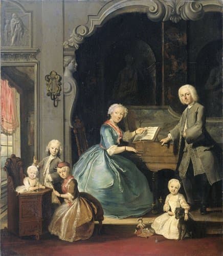Familiegroep bij een klavecimbel by Cornelis Troost