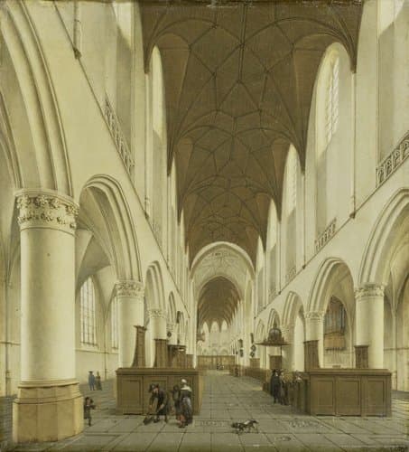 Het interieur van de Sint Bavokerk te Haarlem by Isaak van Nickelen