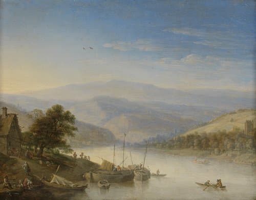 Gezicht op de Rijn bij Andernach by Herman Saftleven