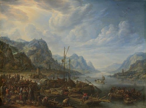 Riviergezicht met aanlegplaats by Herman Saftleven