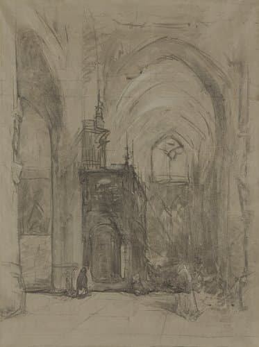 Gezicht op het oxaal van de St Janskerk te 's-Hertogenbosch by Johannes Bosboom