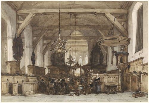 Interieur van de Oude Kerk te Maasland by Johannes Bosboom