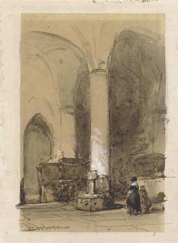 Interieur van de Grote of Andreaskerk te Hattem by Johannes Bosboom
