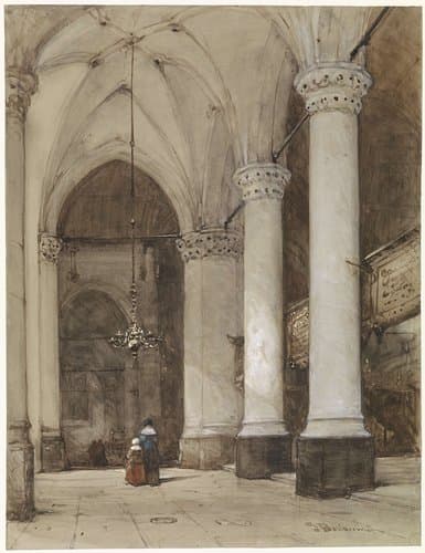Southern aisle of the Great Church at The Hague by Johannes Bosboom