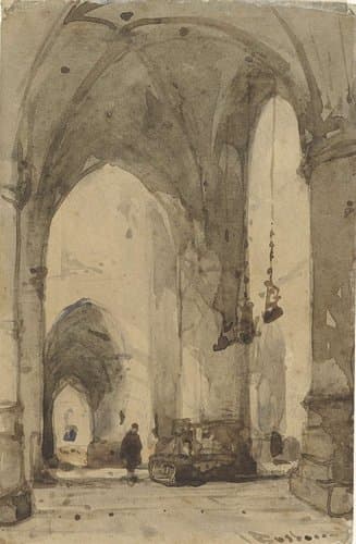 Interieur van de Sint Bavokerk in Haarlem by Johannes Bosboom