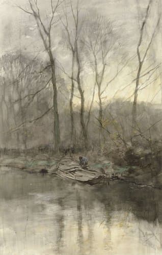 Bosrand aan het water by Anton Mauve