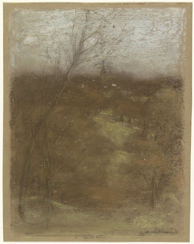 Gezicht op een dal met een beekje by Henry Muhrmann