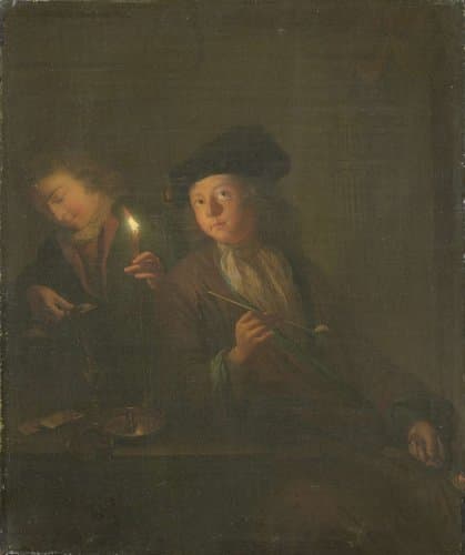 The Smoker (A Man with a Pipe and a Man Pouring a Beverage into a Glass) by Godfried Schalcken