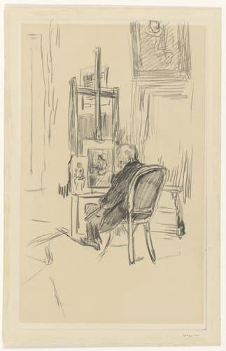 Jozef Israels in zijn atelier by Isaac Israels