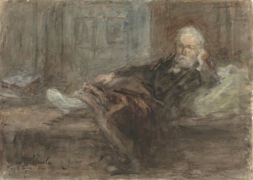 Zelfportret met zieke voet by Jozef Israëls