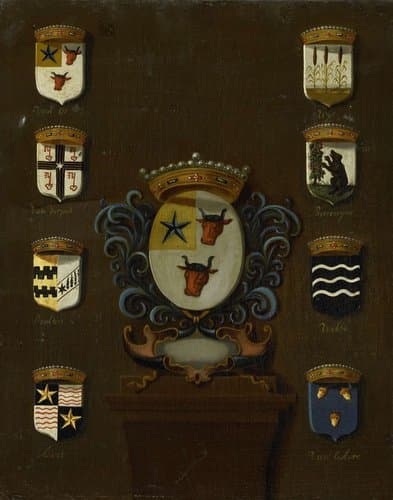 Coat of Arms of Sara van Os, Wife of Jan van Reyersbergh with its eight quarterings by anonymous