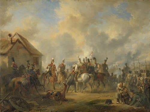 De slag bij Bautersem, 12 augustus 1831, gedurende de Tiendaagse Veldtocht by Nicolaas Pieneman