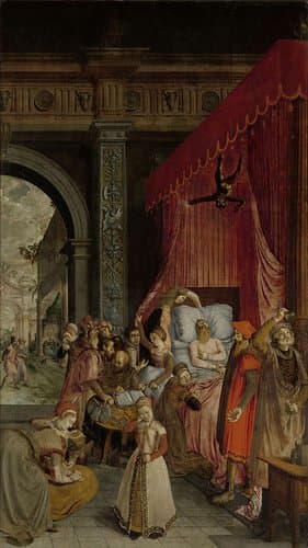 Deathbed of the Rich Man, with a Devil Descending to Retrieve the Deceased's Soul by anonymous
