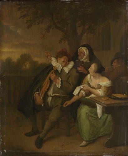 Man with a fiddle in bad company by Jan Havicksz. Steen