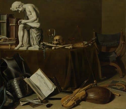Vanitas stilleven met de Doornuittrekker by Pieter Claesz
