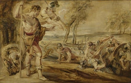 Cadmus, Guided by Minerva, Observes the Spartoi Fighting by Peter Paul Rubens