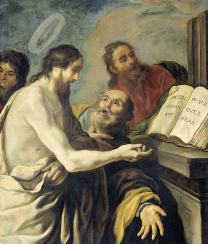Christus draagt Petrus op: 'Weid mijn schapen' by Claude Vignon