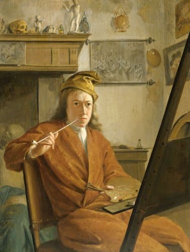 Portret van een schilder, misschien de schilder zelf by Aert Schouman