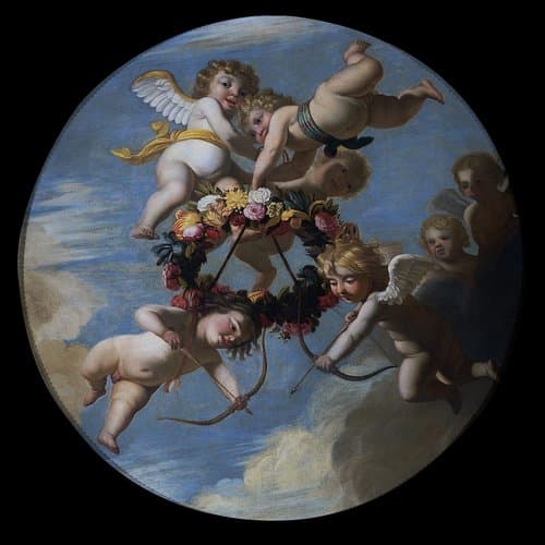 Putti with a Wreath of Flowers by Gerard van Honthorst
